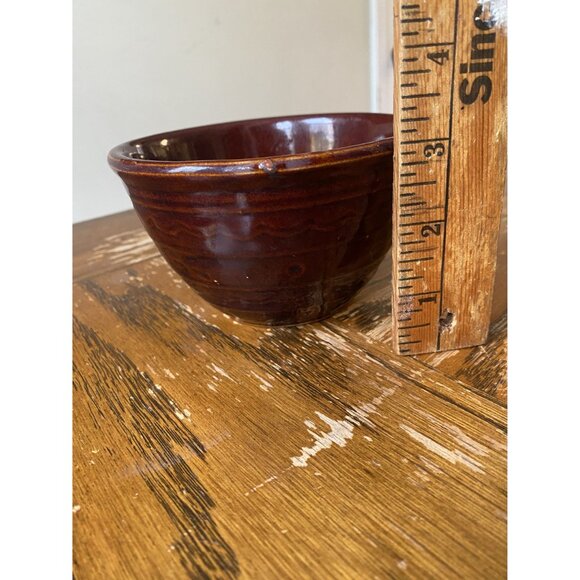 Vintage Marcrest 5" Daisy Dot Oven Proof Stoneware Mixing Serving Bowl Brown - Picture 5 of 6